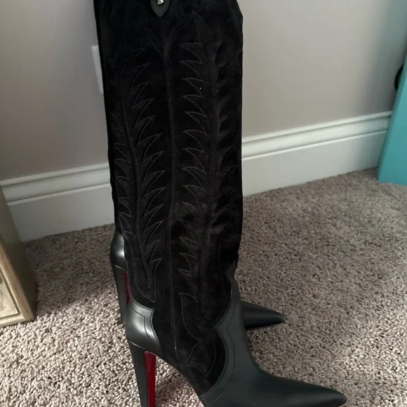 Christian Louboutin Black Moulamax Heeled Boots Size 39.5 - Picture 9 of 9